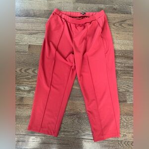 LOFT Red Pleated Pullover Pants Business Casual Elastic Waist Tapered XL